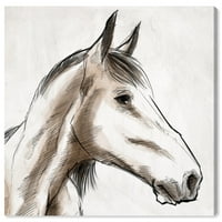 Wynwood Studio životinje zidne umjetničko platno ispisuje 'Skica konja I' FONDIOMA Animals - Smeđa, bijela