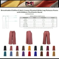 MixMatchy ženska prozračna šifonska tkanina labava palazzo hlača široke noge s vrpcom elastična traka