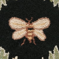 Cvjetni tepih od vune, crni, 2 '6 10'
