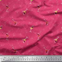Soimoi Pink Rayon tkanina Staklo, slama i piće ljetni dizajni tkanine tkanine po dvorištu široka