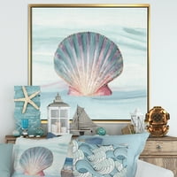 DesignArt 'Ocean Shell na plavoj' nautičko i obalno uokvireno platno