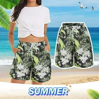 kratke hlače za žene, ženske casual kratke hlače, ljetne udobne kratke hlače za plažu s elastičnim strukom, Cvjetni
