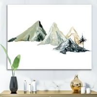 Designart 'tamnoplavi planinski krajolik zima minimalistički I' Moderni platno zidne umjetničke print