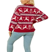 Multitrust žena košulja za pletenje, dugi rukavi okrugli vrat božićna košulja elk košulja casual stranke ulice