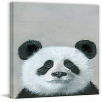 Panda u dubokoj promišljenosti crta otisak na omotanom platnu