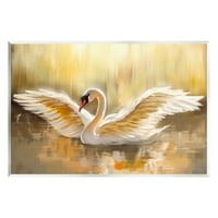 Stupell Industries Swan Wings Sun -Obit divljih životinja ribnjak životinje i insekti slikaju bezbrojni umjetnički