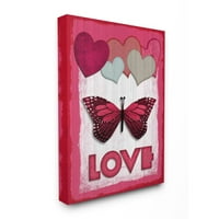 Stupell Industries Butterfly Love Heart Pink Design Canvas Wall Art by Kimberly Allen
