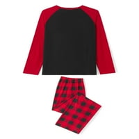Obiteljske božićne pidžame, identični Kompleti, vrhovi s printom slova + rastezljive karirane hlače, pidžame