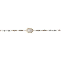 Duga višeslojna ogrlica u obliku slova M. A. sa slatkovodnim biserima i raznobojnim perlicama