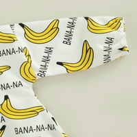 Ležerni kombinezon za malu djecu s printom banane, bodi s okruglim vratom i dugim rukavima s natpisom banana