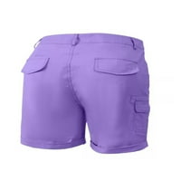 Ženska ljetna tanka radna odjeća solidna srednji struk gumb povremene teretne kratke hlače