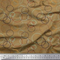 Smeđa svilena tkanina apstraktni krugovi apstraktna tiskana tkanina širine dvorišta