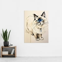 Blue Point Ragdoll Cat Sketch Crtanje portreta ekstra velikog tiska XL zidnih umjetničkih plakata