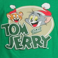 Tom i Jerry božićni muški i veliki muški grafičke majice Santa i vijenac, 2-pack