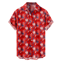 4. srpnja Muška havajska košulja s državnom zastavom SAD-a, košulja s ovratnikom od 3 inča, ležerna odjeća s kratkim