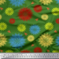 Zelena svilena tkanina s umjetničkim cvjetnim ukrasom, tiskana tkanina širine dvorišta