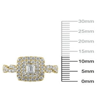 1- Karat T.W. Sjajnost fini nakit Smaragd izrezan dijamantni zaručnički prsten u 10kt žutom zlatu, veličina 9
