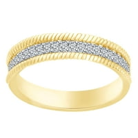 Zaručnički prsten od bijelog prirodnog dijamanta okruglog reza za godišnjicu braka od 14k punog žutog zlata, veličina