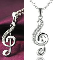 Elegantni lanac s privjeskom za glazbenu notu optočen srebrnim kamenčićima