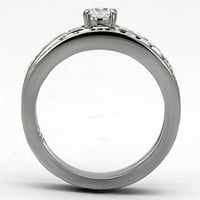 Luksuzni nakit dizajnira dvodijelni ženski vjenčani prsten od nehrđajućeg čelika s okruglim kubičnim cirkonijom