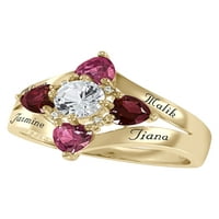 Zadržati personalizirani obiteljski nakit simuliran ženski prsten za rođenje kamena u 10k žutom zlatu