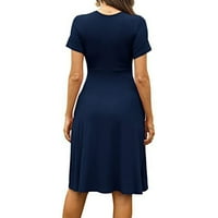 Ženska haljina Plus Size Plus size haljina Casual ljetne haljine za žene u tamnoplavoj boji