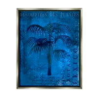 Stupell tropska Palma biljni kolaž pejzažno slikarstvo Sivi plovak uokvireni umjetnički tisak zidna umjetnost