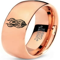 Muški i ženski Vikinški prsten od volframa od 18k ružičastog zlata s poliranom kupolom