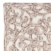 Geometrijski cvjetni tepih od vune, smeđa slonovača, 2 '3 8'