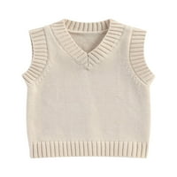 Majica za dječake i djevojčice, jednobojni kamizol bez rukava s izrezom u obliku slova u, ležerni džemper, prsluk