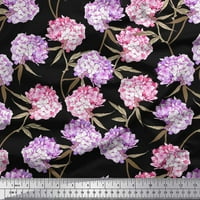 Svilena tkanina s lišćem i Jorgovanim cvjetnim ukrasom, tiskana tkanina širine dvorišta