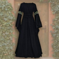 Ljetne ženske haljine na rasprodaji Ženske casual haljine u vintage stilu s raširenim rukavima jednobojna haljina