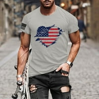 Majica za muškarce okrugli vrat Dan neovisnosti tiskana kratka rukava svestrana majica siva veličina l
