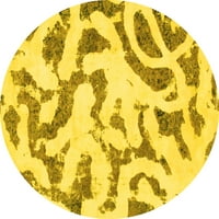 Moderni tepisi tvrtke A. M., koji se mogu prati u perilici, okrugli, apstraktno žuti, 3-inčni