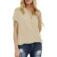 Ženske bluze s kratkim rukavima, Ženska bluza Plus, modne obične košulje, ljetni vrhovi s izrezom u obliku slova