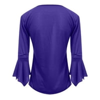 Ženska plisirana majica s raširenim rukavima gornji dio donje košulje bluza s rukavima od tri četvrtine plava,