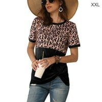 -Majica žene okrugli vrat leopard bluza ljeta zališena gornja djevojka
