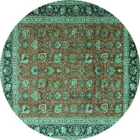 Tvrtka alt pere u stroju okrugle perzijske tirkizno plave tradicionalne unutarnje prostirke, okrugle 8 inča
