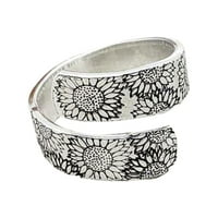 Vintage spiralni prsten od suncokreta, Podesivi inspirativni prstenovi, prsten za obećanje majke i kćeri za nju