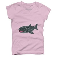 Slatki kit morski pas sa smiješnom ilustracijom crtića za djevojčice, Crna majica s grafičkim uzorkom - dizajn