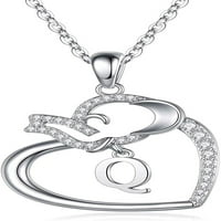 18-inčna kreativna ogrlica sa šarmom slona i ljubavnog srca, čvrsta i izdržljiva ogrlica