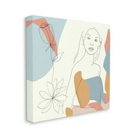 Izražajne ženske linije, proljetno cvijeće, pastelne obline, zidna umjetnost na platnu, 17, dizajn Melisse Vang