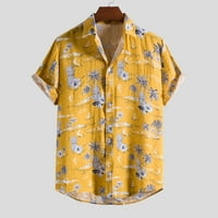 Muške bluze grafički print casual kratki rukav labavi ljetni vrhovi žuti S-6xl