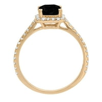 1,96-karatni crni prirodni smaragd rezano žuto zlato 18-karatni vjenčani prsten s aureolom za godišnjicu braka,