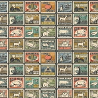 Vintage poljoprivredna plakata tkanina - multi