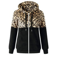 Zimske jakne za žene na rasprodaji Ženski topli kaput jakna s patentnim zatvaračem leopard bluza dugih rukava