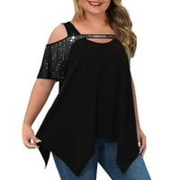 Ženska bluza Plus Size Ženska modna majica sa šljokicama jednobojni gornji dio ženska otvorena majica za žene