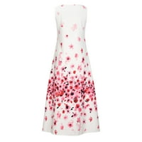 + Modna haljina Bez rukava popularna za slobodno vrijeme s okruglim vratom proljeće i ljeto Vintage rastresito