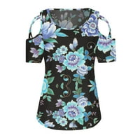 Ženska majica s cvjetnim printom s kratkim rukavima S naramenicama, vrhovima i bluzama Napomena: kupite jednu