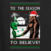 Divlji Bobbi Bigfoot, sada je vrijeme da vjerujete u zavjere, vanzemaljce, NLO-e, ružni Božićni džemper, grafička